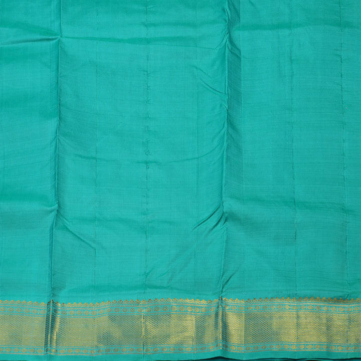 Hayagrivas Handloom Rani Pink Kanjivaram Ten Yards Silk Saree with Teal Border KBE845H14-1