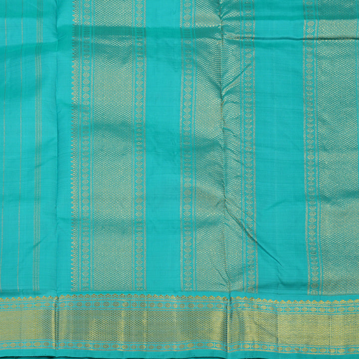 Hayagrivas Handloom Rani Pink Kanjivaram Ten Yards Silk Saree with Teal Border KBE845H14-1