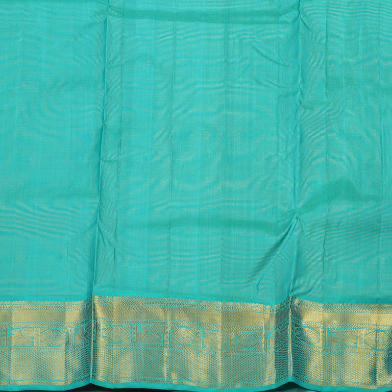 Hayagrivas Handloom Violet Kanjivaram Ten Yards Silk Saree with Teal Border KBE845H15-1