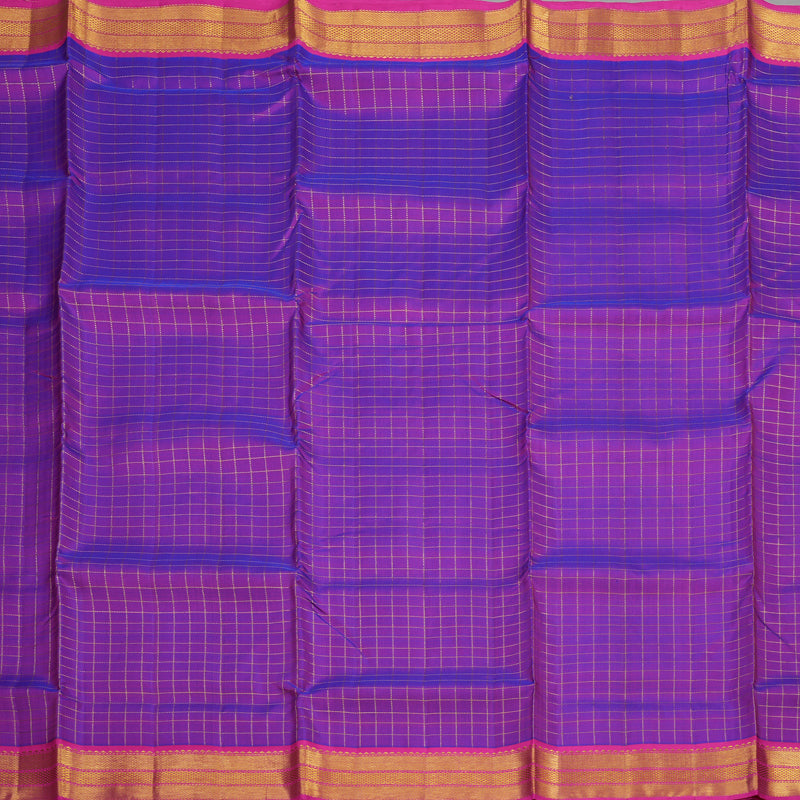 Hayagrivas Handloom Purple Kanjivaram Ten Yards Silk Saree with Rani Pink Border KBE845H9-2