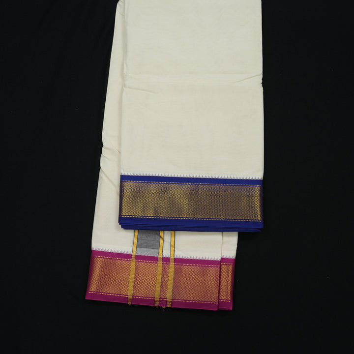 Hayagrivas Pure Cotton Dhoti 10*6 with Ganga Jamuna border KBE849H3-1