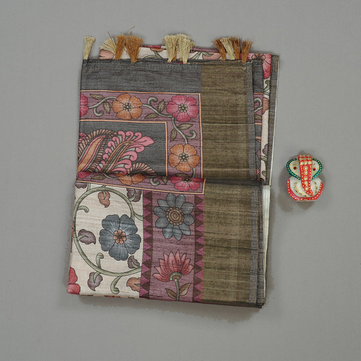 Hayagrivas Fancy Cotton Saree in Memerising Half White KBE84D1-14