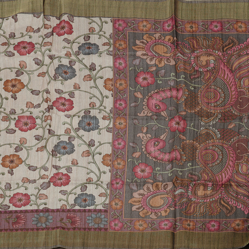 Hayagrivas Fancy Cotton Saree in Memerising Half White KBE84D1-14