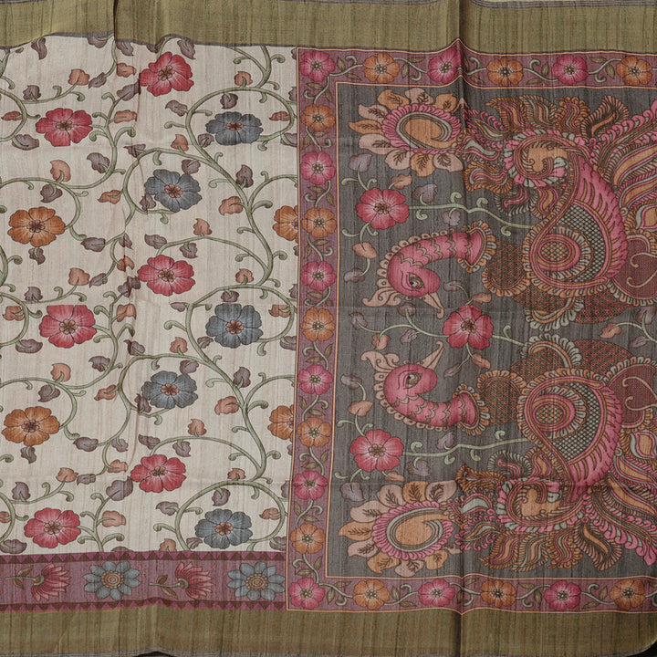 Hayagrivas Fancy Cotton Saree in Memerising Half White KBE84D1-14