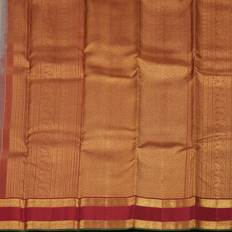 Hayagrivas Handloom Silver Grey Kanjivaram Silk Saree with Maroon Border KBE852H15-2