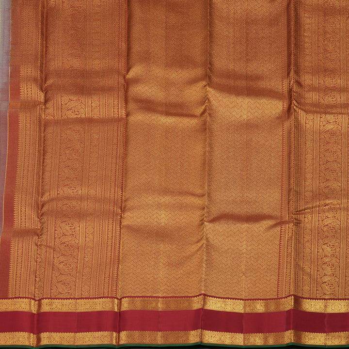 Hayagrivas Handloom Silver Grey Kanjivaram Silk Saree with Maroon Border KBE852H15-2