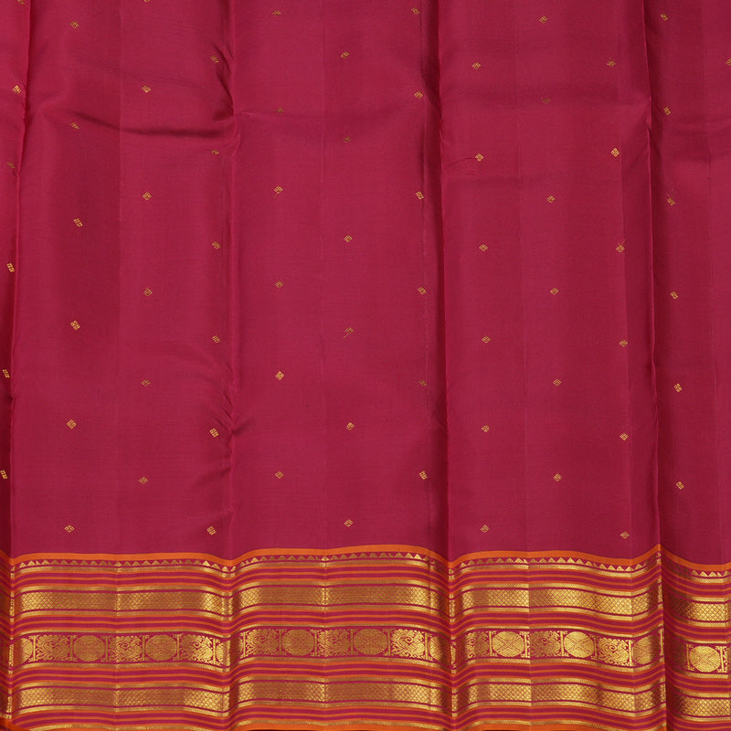 Hayagrivas Handloom Multicolour Kanjivaram Silk Saree with Orange & Pink Border KBE852H9-4