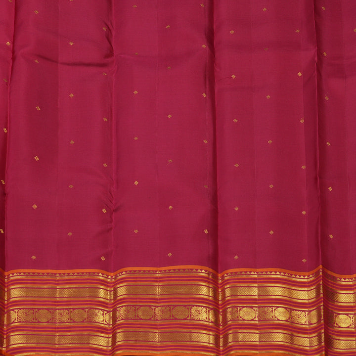 Hayagrivas Handloom Multicolour Kanjivaram Silk Saree with Orange & Pink Border KBE852H9-4
