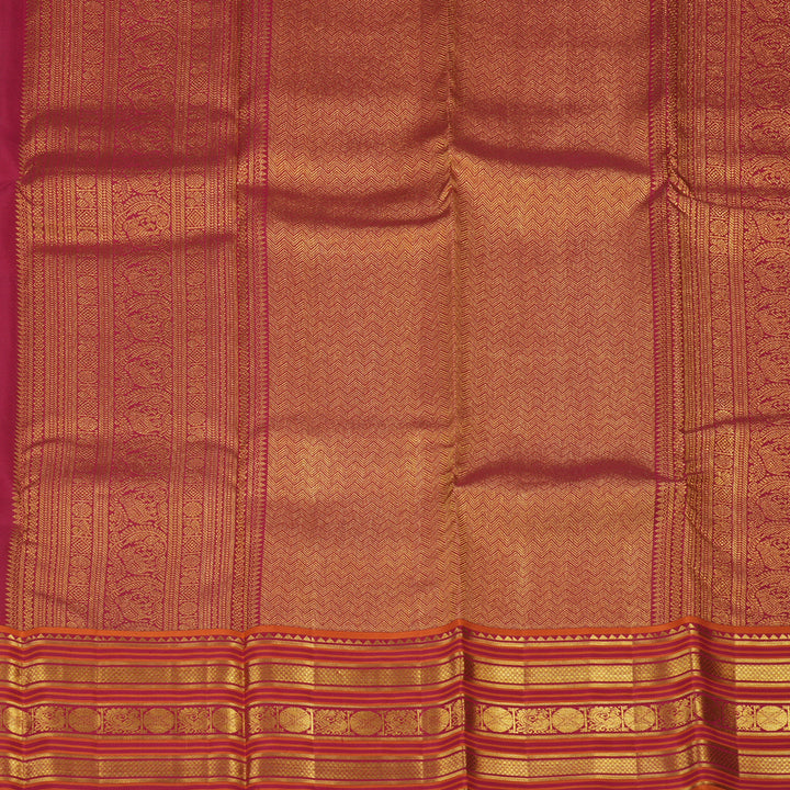 Hayagrivas Handloom Multicolour Kanjivaram Silk Saree with Orange & Pink Border KBE852H9-4