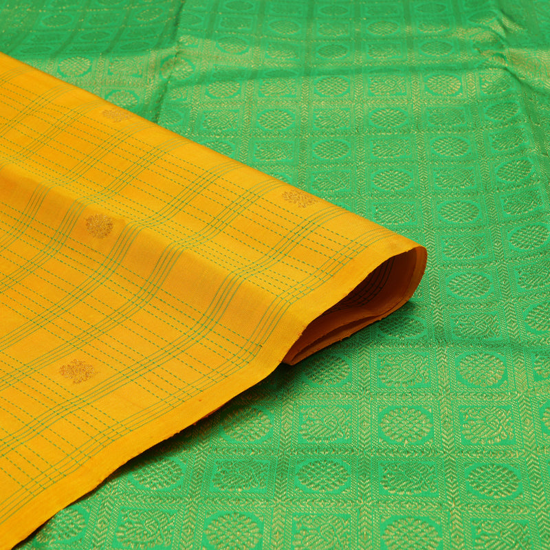Hayagrivas Handloom Yellow Kanjivaram Silk Saree KBE853H13-5