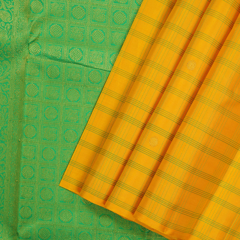Hayagrivas Handloom Yellow Kanjivaram Silk Saree KBE853H13-5