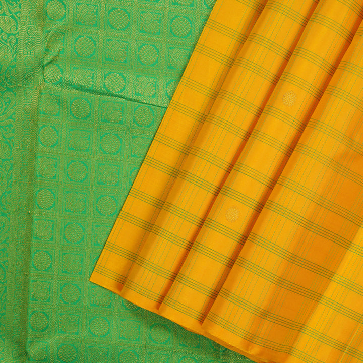 Hayagrivas Handloom Yellow Kanjivaram Silk Saree KBE853H13-5