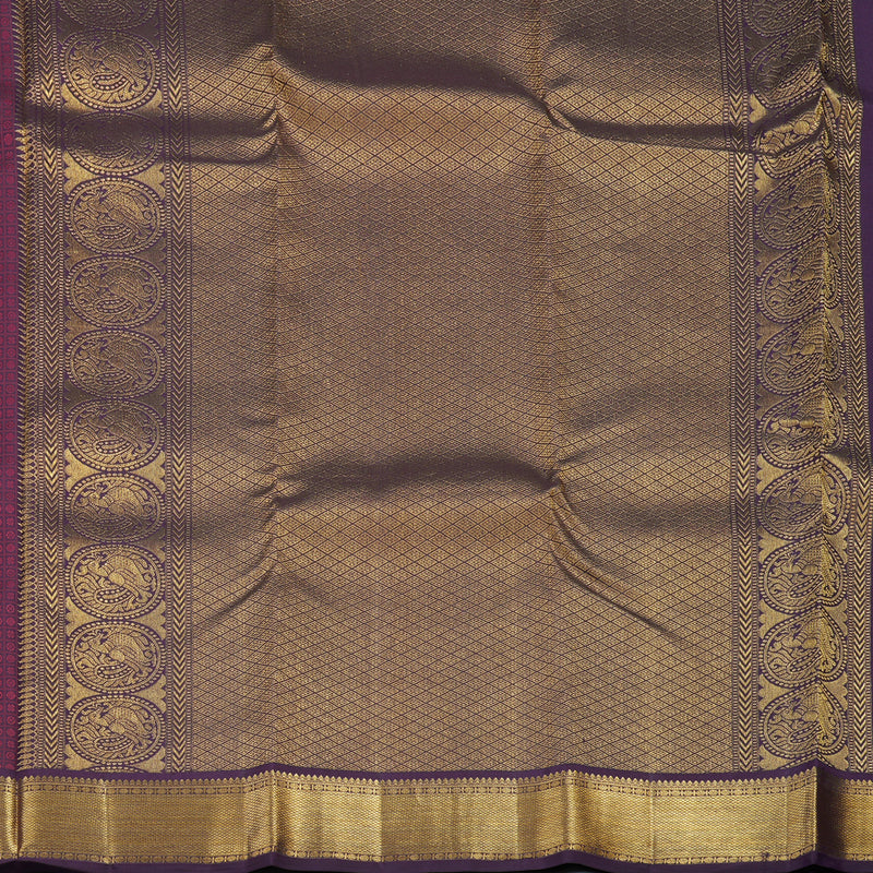 Hayagrivas Handloom Dark Purple with Thread Checks Kanjivaram Silk Saree KBE853H13-7