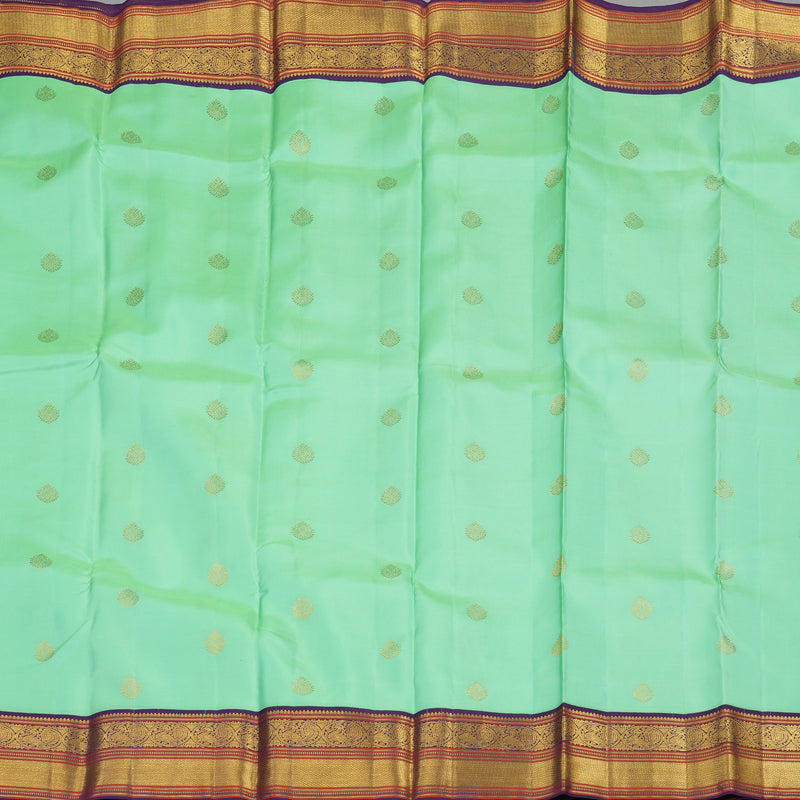 Hayagrivas Handloom Mint Green Kanjivaram Silk Saree with Wine Purple Border KBE853H6-17