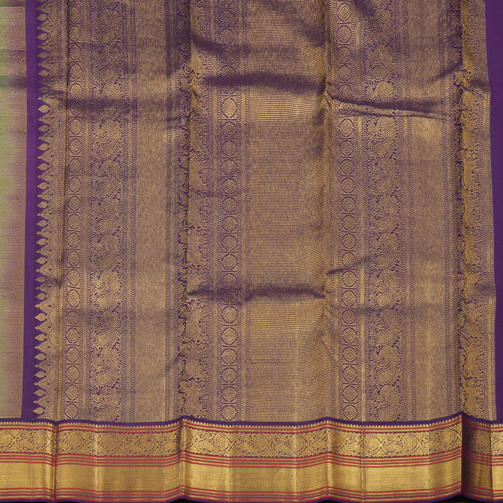 Hayagrivas Handloom Mint Green Kanjivaram Silk Saree with Wine Purple Border KBE853H6-17