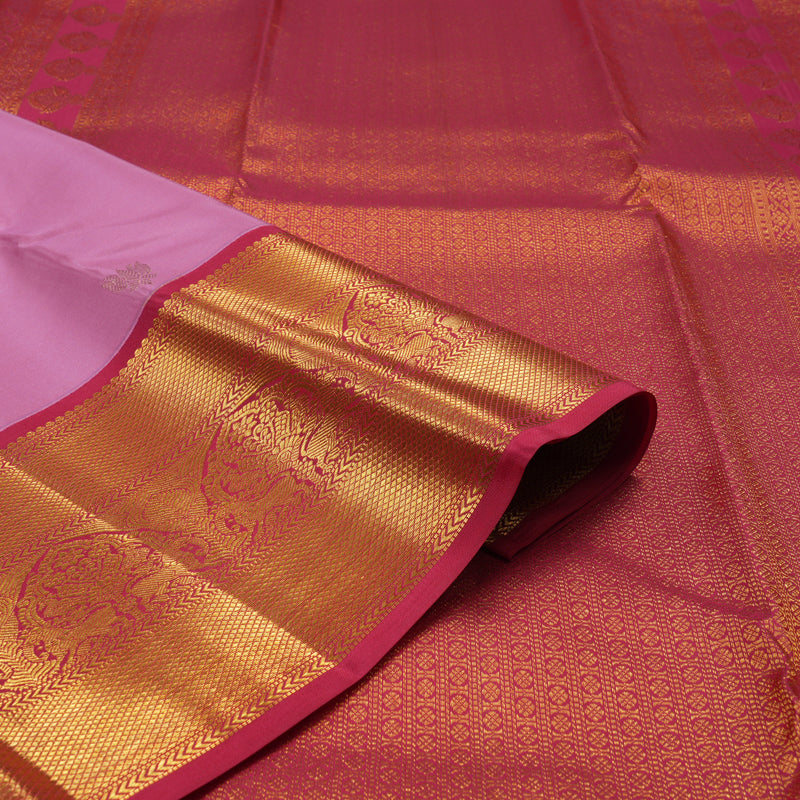 Hayagrivas Handloom Lotus Pink Kanjivaram Silk Saree with Red Border KBE853H7-14