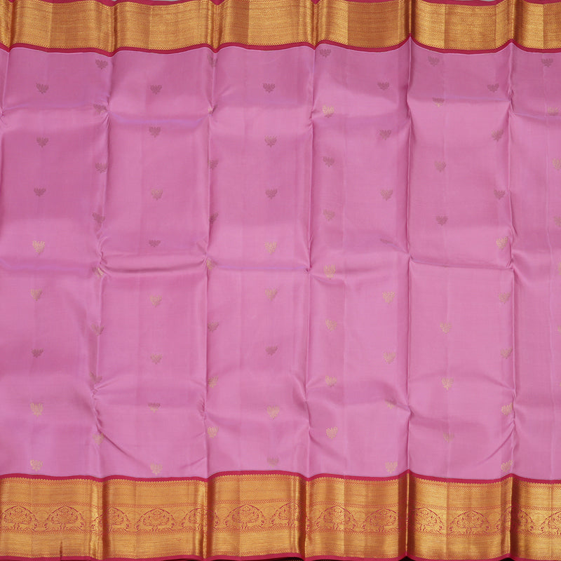 Hayagrivas Handloom Lotus Pink Kanjivaram Silk Saree with Red Border KBE853H7-14