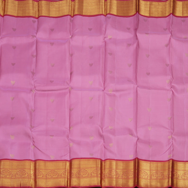 Hayagrivas Handloom Lotus Pink Kanjivaram Silk Saree with Red Border KBE853H7-14
