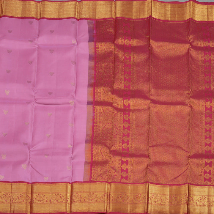 Hayagrivas Handloom Lotus Pink Kanjivaram Silk Saree with Red Border KBE853H7-14