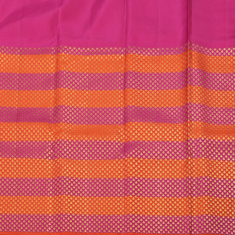 Hayagrivas Handloom Powder Blue Kanjivaram Silk Saree with Orange & Pink Border KBE853H7-20
