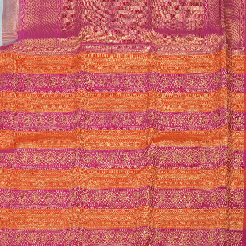 Hayagrivas Handloom Powder Blue Kanjivaram Silk Saree with Orange & Pink Border KBE853H7-20