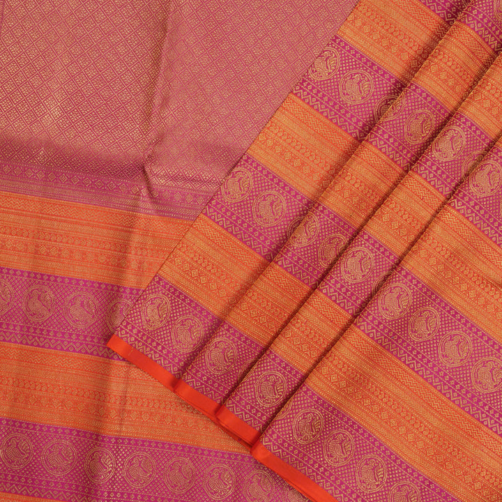 Hayagrivas Handloom Powder Blue Kanjivaram Silk Saree with Orange & Pink Border KBE853H7-20