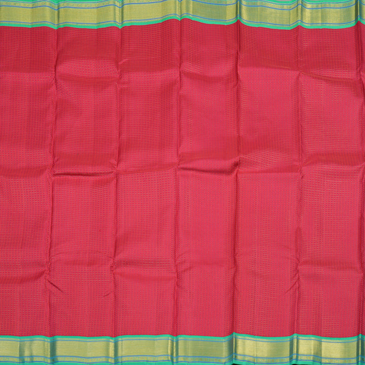 Hayagrivas Handloom Dark Pink Kanjivaram Silk Saree with Sea Green Border KBE853H7-4