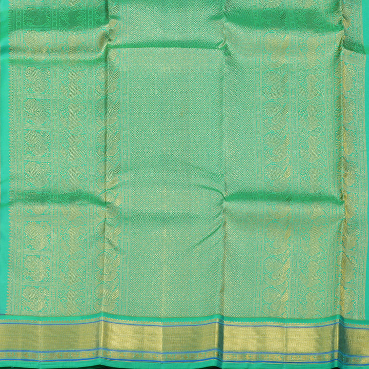 Hayagrivas Handloom Dark Pink Kanjivaram Silk Saree with Sea Green Border KBE853H7-4