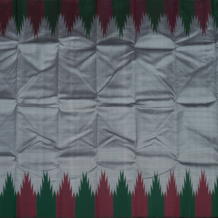 Hayagrivas Handloom Grey Kanjivaram Silk Saree with Maroon & Bottle Green Border KBE854H2-1