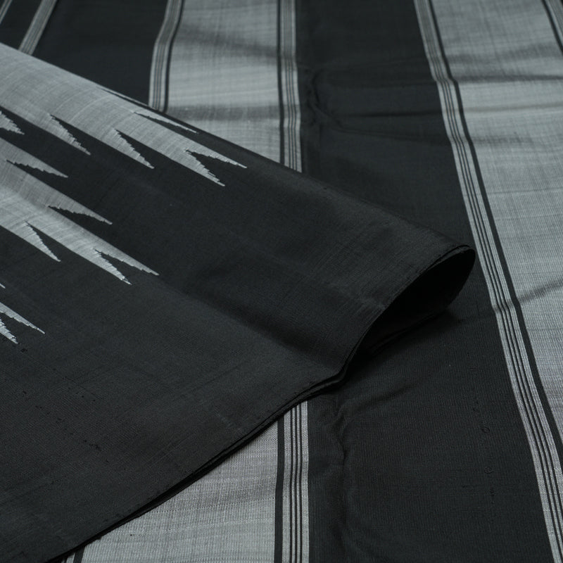 Hayagrivas Handloom Silver Grey Kanjivaram Silk Saree with Black Border KBE854H2-7