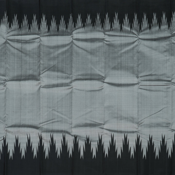 Hayagrivas Handloom Silver Grey Kanjivaram Silk Saree with Black Border KBE854H2-7