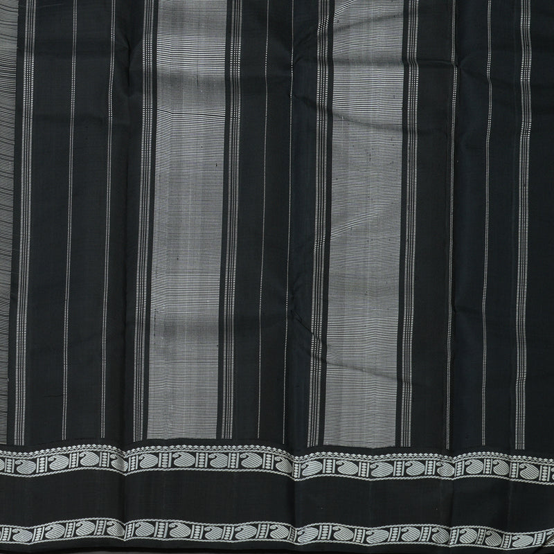 Hayagrivas Handloom Half-White Kanjivaram Silk Saree with Black Border KBE854H4-1