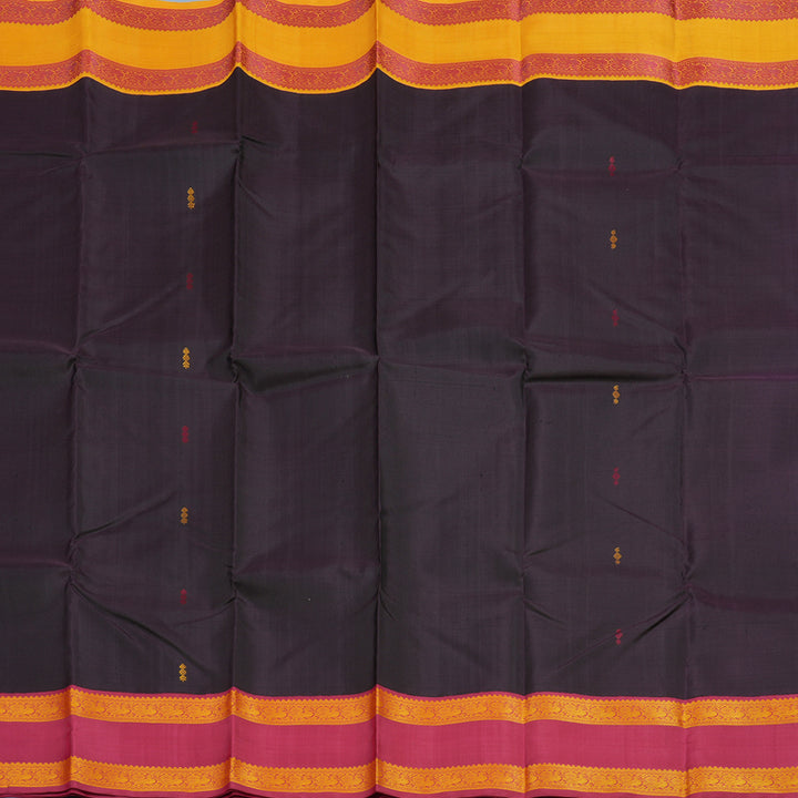 Hayagrivas Handloom Deep Jamun Shade Kanjivaram Silk Saree with Ganga Jamuna Border KBE854H5-1