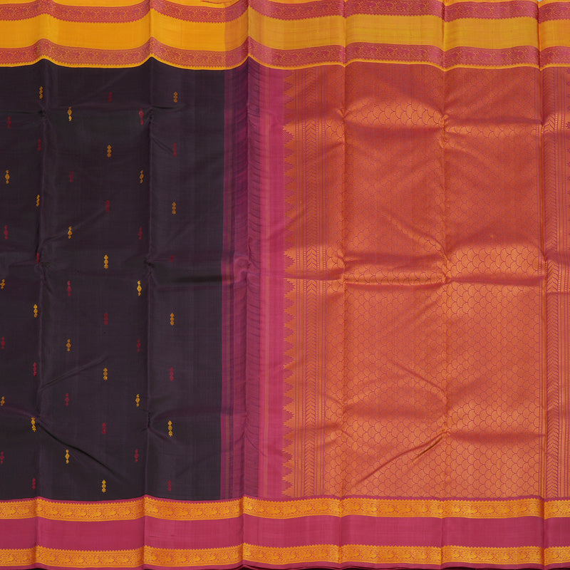 Hayagrivas Handloom Deep Jamun Shade Kanjivaram Silk Saree with Ganga Jamuna Border KBE854H5-1