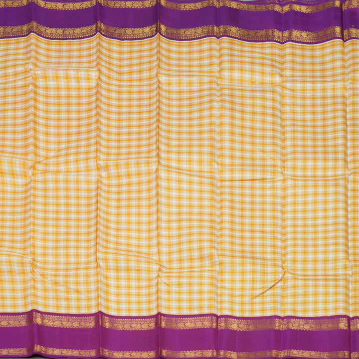 Hayagrivas Handloom Multicolour Checks Kanjivaram Silk Saree with Purple Border KBE855H13-1