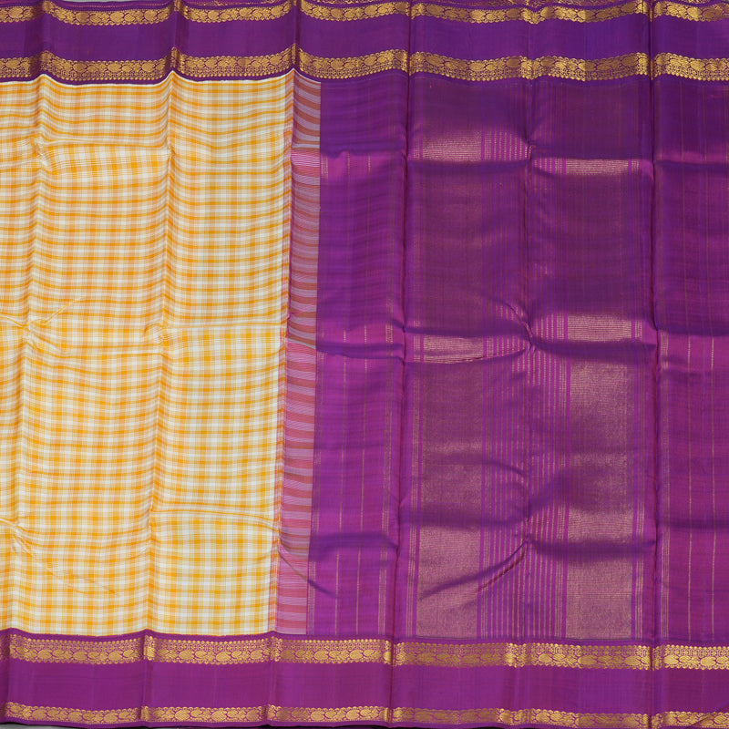 Hayagrivas Handloom Multicolour Checks Kanjivaram Silk Saree with Purple Border KBE855H13-1