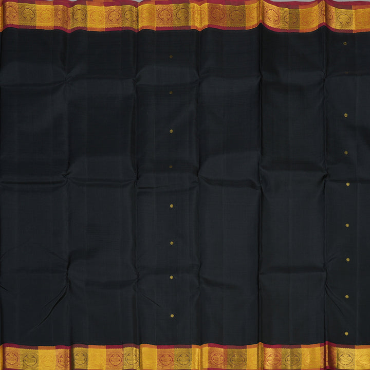 Hayagrivas Handloom Black Kanjivaram Silk Saree with Multicolour Border KBE856H3-3