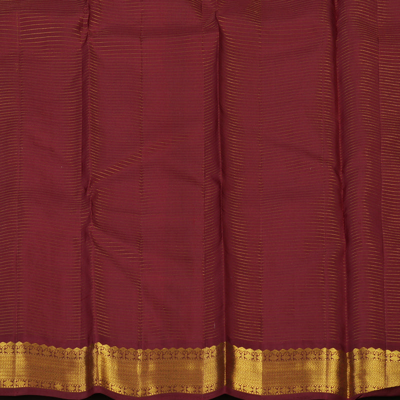 Hayagrivas Handloom Half-White Kanjivaram Silk Saree with Maroon Border KBE856H3-6