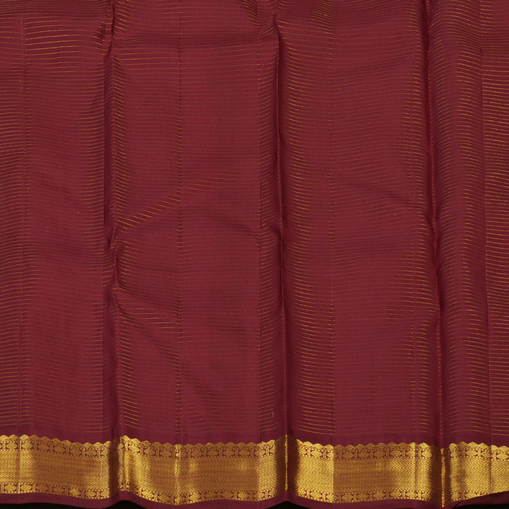 Hayagrivas Handloom Half-White Kanjivaram Silk Saree with Maroon Border KBE856H3-6