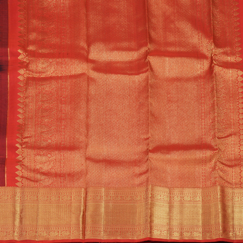 Hayagrivas Handloom Black Kanjivaram Silk Saree with Red Border KBE858H1-1