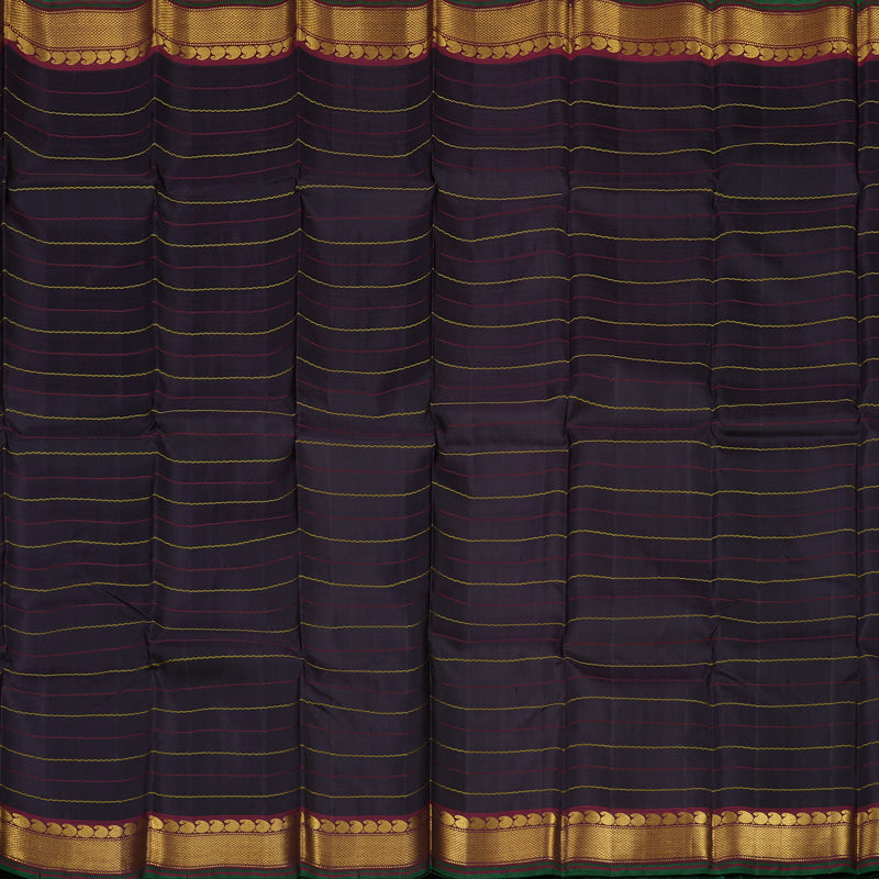 Hayagrivas Handloom Midnight Blue Kanjivaram Silk Saree with Araku Maroon Border KBE863H2-1