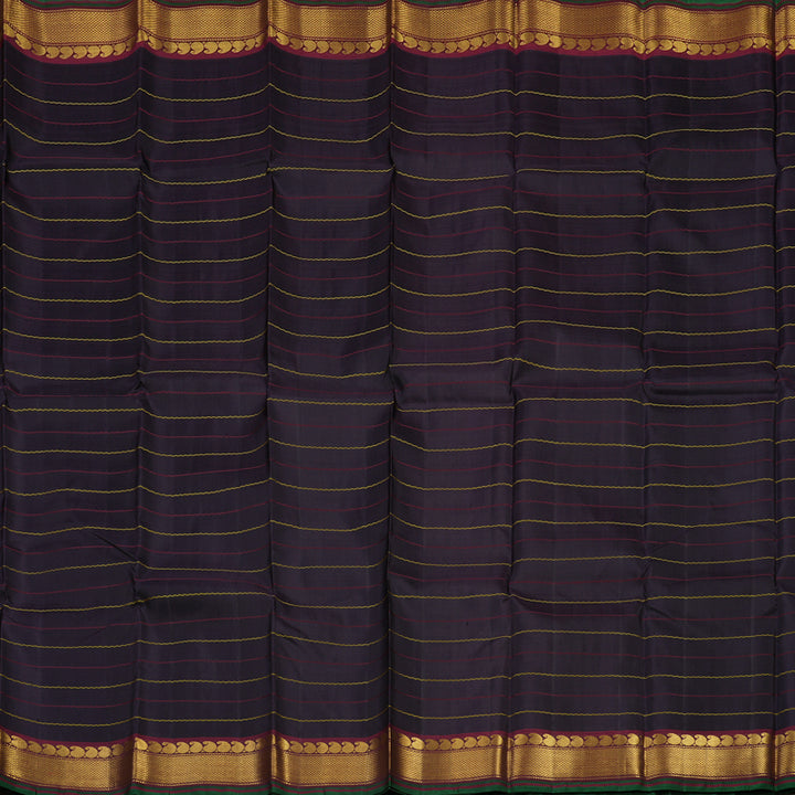 Hayagrivas Handloom Midnight Blue Kanjivaram Silk Saree with Araku Maroon Border KBE863H2-1