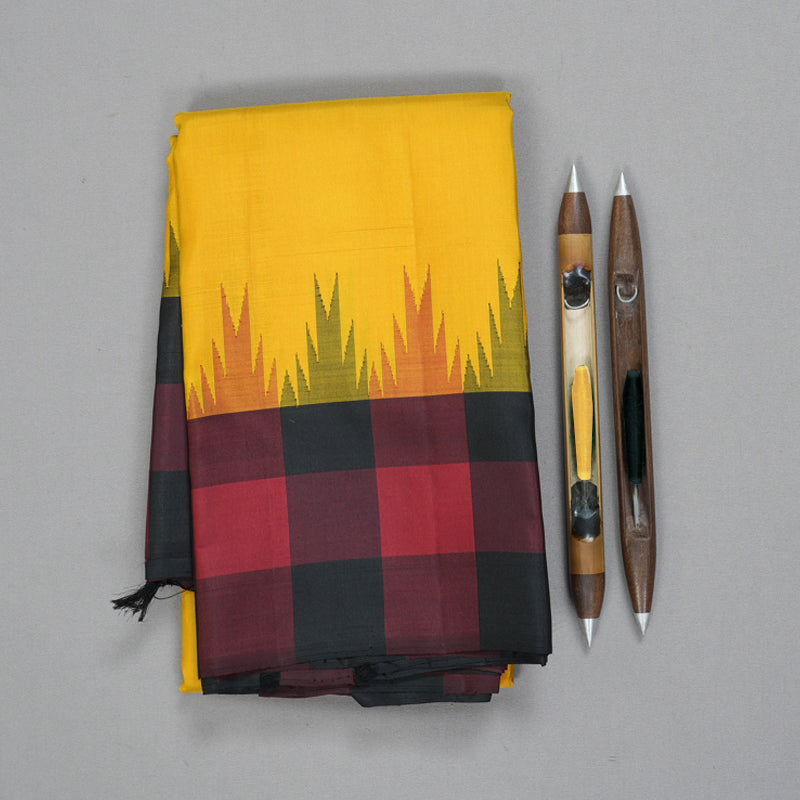 Hayagrivas Handloom Yellow Kanjivaram Silk Saree KBE866H11-2