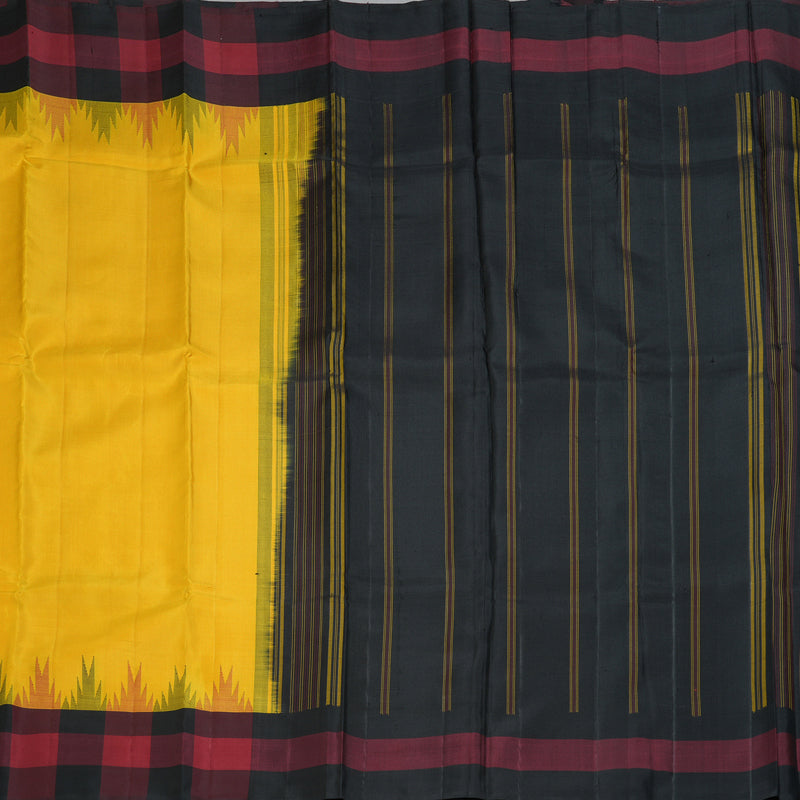 Hayagrivas Handloom Yellow Kanjivaram Silk Saree KBE866H11-2