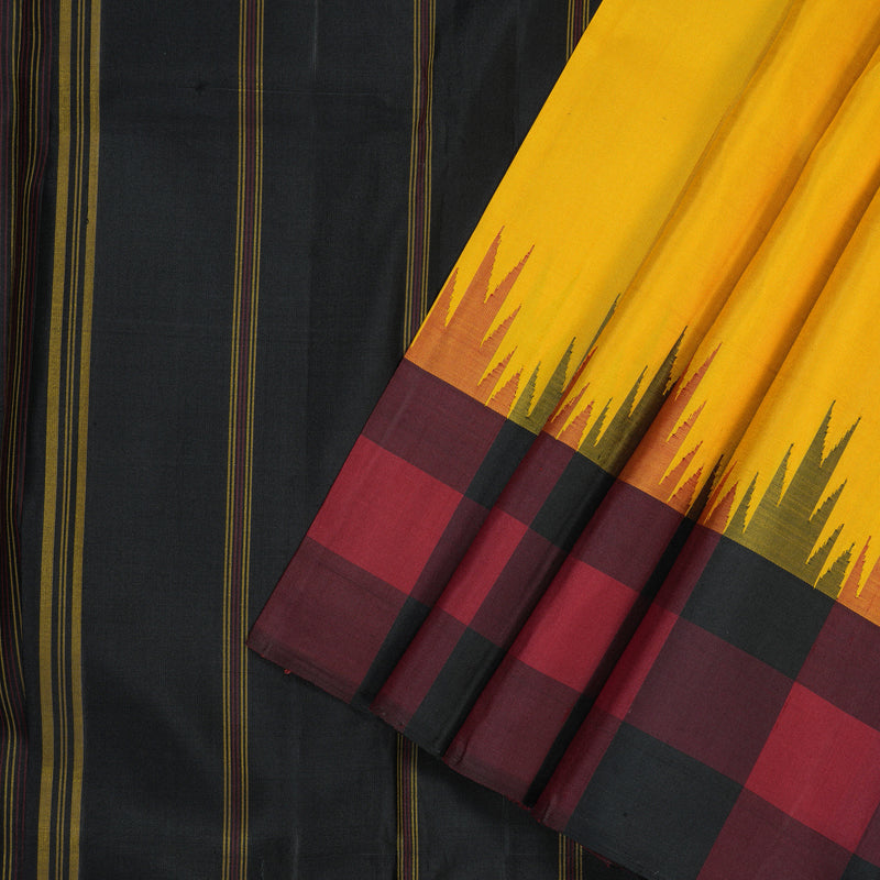 Hayagrivas Handloom Yellow Kanjivaram Silk Saree KBE866H11-2