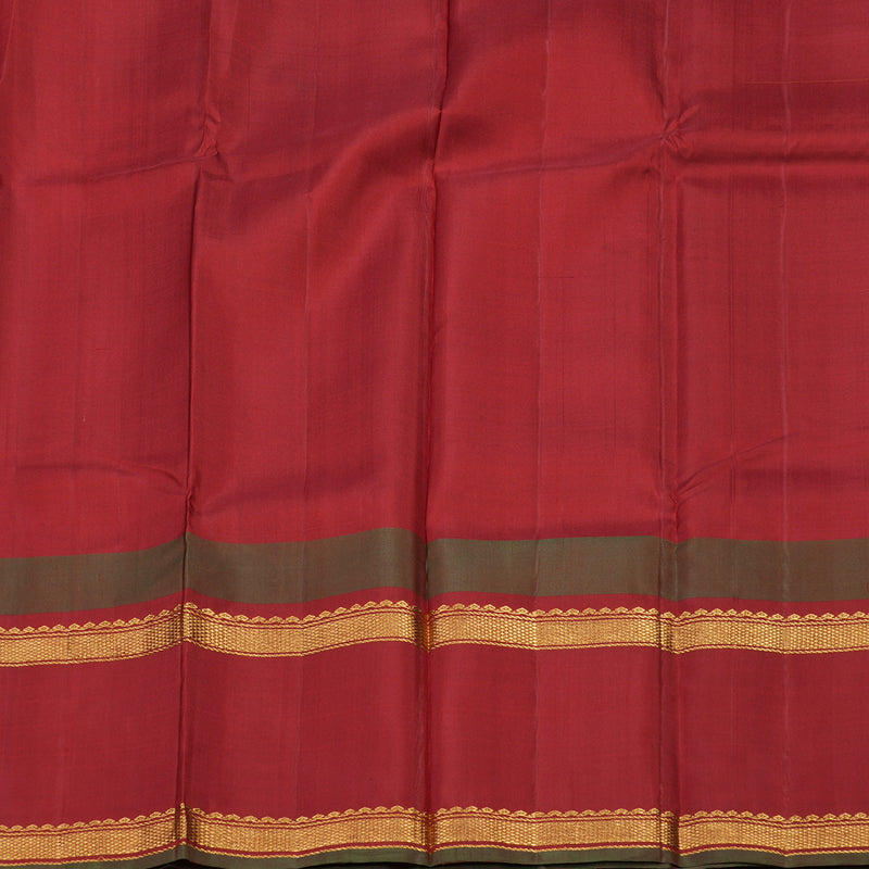 Hayagrivas Handloom Tumeric Yellow Kanjivaram Silk Saree with Maroon Border KBE866H14-4