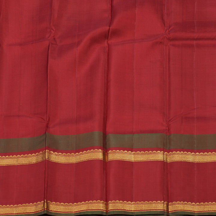 Hayagrivas Handloom Tumeric Yellow Kanjivaram Silk Saree with Maroon Border KBE866H14-4