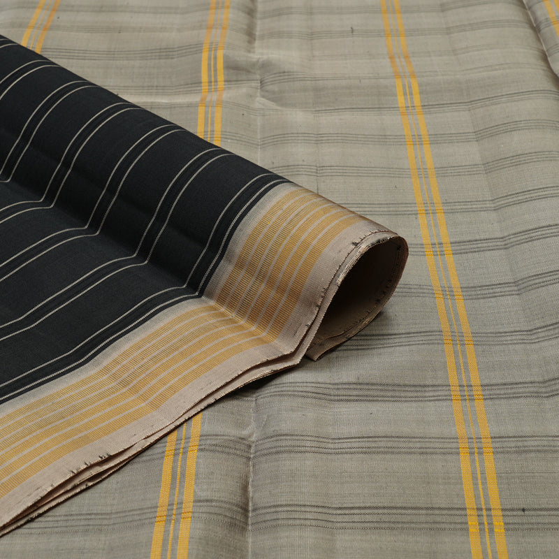 Hayagrivas Handloom Black Kanjivaram Silk Saree with Royal Beige Border KBE866H15-2