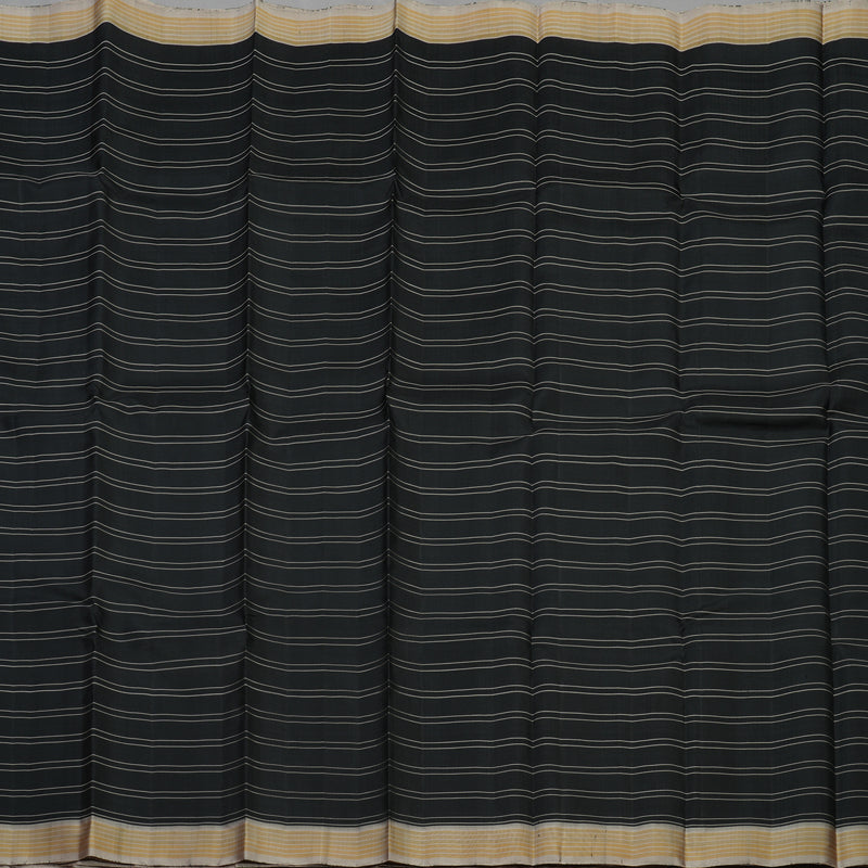 Hayagrivas Handloom Black Kanjivaram Silk Saree with Royal Beige Border KBE866H15-2