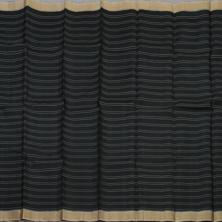 Hayagrivas Handloom Black Kanjivaram Silk Saree with Royal Beige Border KBE866H15-2